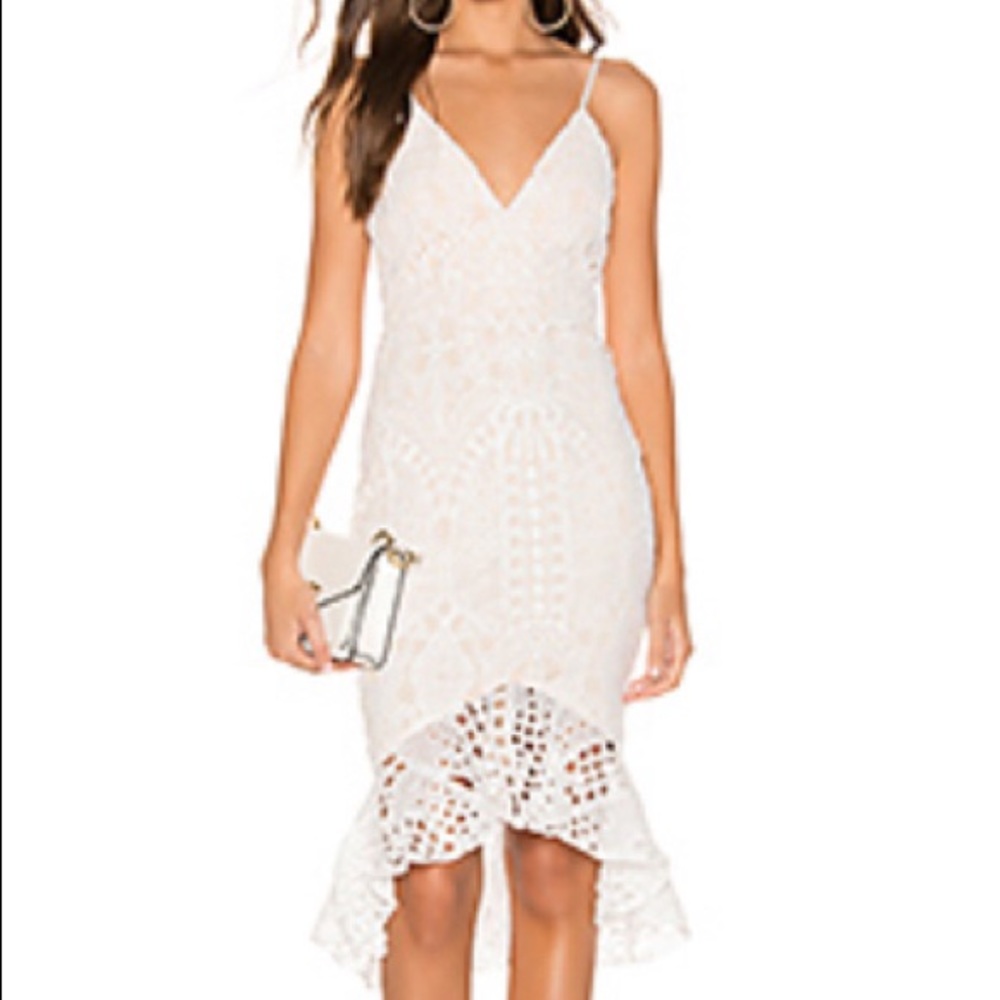 Superdown Revolve Tina Ruffle Midi Dress White